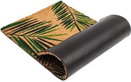Juvale 30 x 17 in Coir Door Mat - Tropical Palm Leaf Welcome Mat Outdoor Entrance - Palm Leaf Plant Doormat for Front Porch (30 x 17 in)