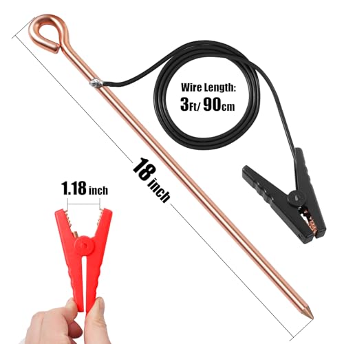 Electric Fence Wire - Grounding Rod, Connect The Energizer and Electric Fence Charger Solar Powered, Solar Electric Fence Lead Wire with Alligator Clip, for Generator Electric Fence