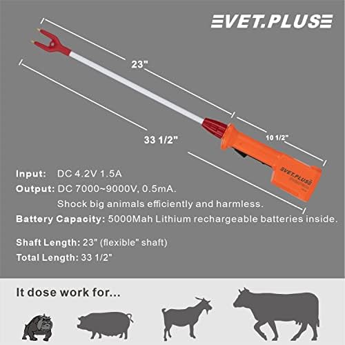 Rechargeable Waterproof Livestock Prod for Cows Cattle Hogs Prod Animal prod for Big Large Dogs (NOT for Small Dog OR Pets), Shaft Length 23", Total Length 33 1/2 inch