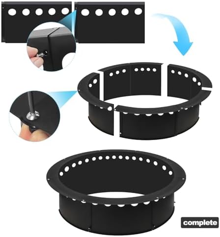 Outdoor Smokeless Fire Pit Ring 40 Inch Outer/36 Inch Inner Diameter, Heavy Duty Metal Round Liner Insert for Outside DIY Campfire or Bonfire Ring, Above or In Ground Use