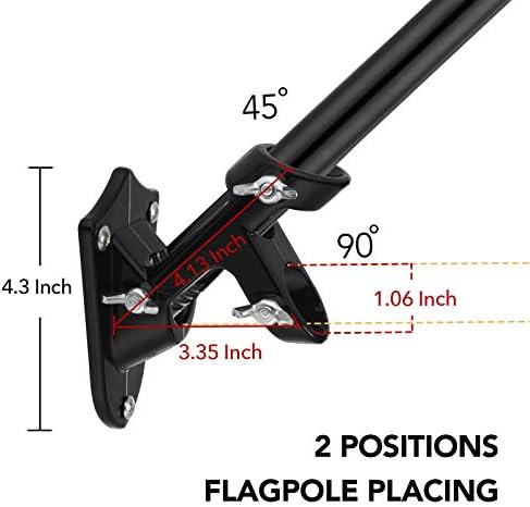 Flag Pole,6FT American Flag Pole & Bracket-Flagpoles for 3 x 5 Flags Holder for House Porch & Outdoor,Tangle Free and Wall Mount Flag Pole Kit (Without flag,Black)