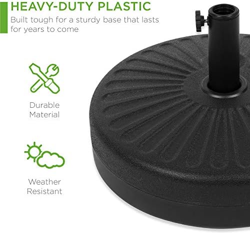 Best Choice Products Fillable Umbrella Base Stand Round Sunburst Plastic Patio Umbrella Base Stand, Pole Holder for Outdoor, Lawn w/ 55lbs Weight Capacity, Adjustment Knob