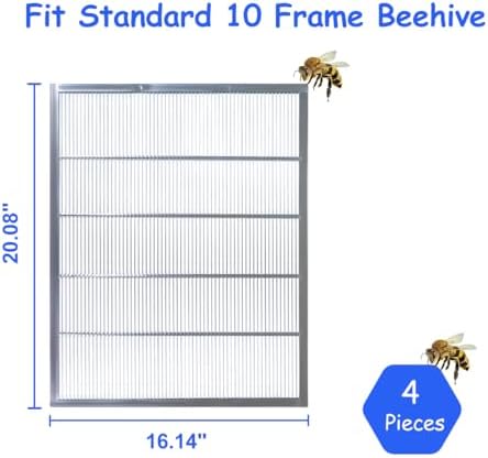 witbee 4Pcs Metal Queen Excluder for 10 Frame Beehive Metal Queen Bee Excluder Beekeeping Queen Excluders Beekeeping Tools