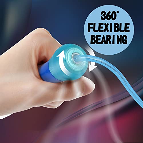 LED Jump Rope for Kids Colorful Skipping Rope Light Up Ropes for Girls Boys Fitness Exercise & Lights Dancing & Night Party Favors,Blue