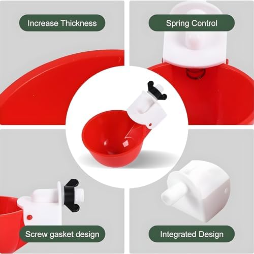20 Pack Chicken Waterer Cups 3/8 Inch Large Automatic Chicken Water Feeder for Poultry Water Feeder Kit Chick Waterer with Mounting Hole Opener, Suitable for Ducks, Turkeys, Etc