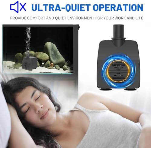 Submersible Pump 200GPH with AUTO-Shut-Off 5.2ft High Lift for Fountains, Hydroponics, Ponds, Aquariums & More