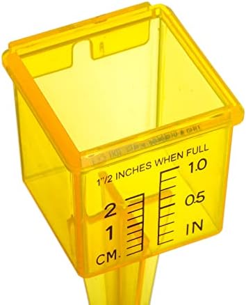 Okllen 15 Pack Rain Gauge, 1.5" Sprinkler Gauge with Wide Mouth, Outdoor Water Measuring Tool for Lawn, Garden, Yard, Bright Yellow, Transparent, Zero is 1/4" from The Bottom
