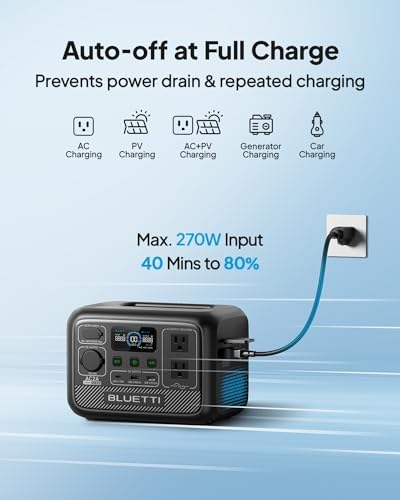 BLUETTI Solar Generator AC2A, 204Wh LiFePO4 Battery Backup w/ 2 300W (600W Power Lifting) AC Outlets, Recharge from 0-80% in 45 Min., for Camping (Solar Panel Optional)