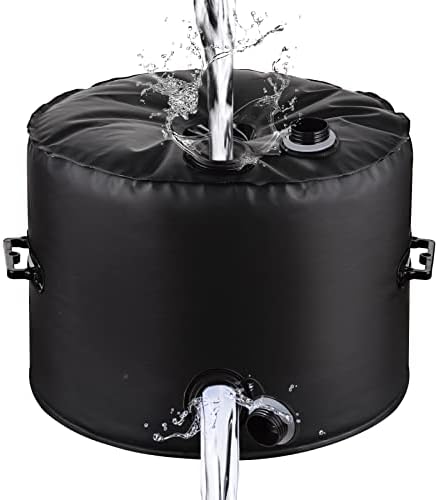 Up to 100Lb Patio Umbrella Base Weight Bag - Leak-Proof Water Weight Bag for Outdoor Umbrella Stands, Portable & Foldable for Market Umbrella, Cantilever & Offset Bases (Spun Polyester, Black)