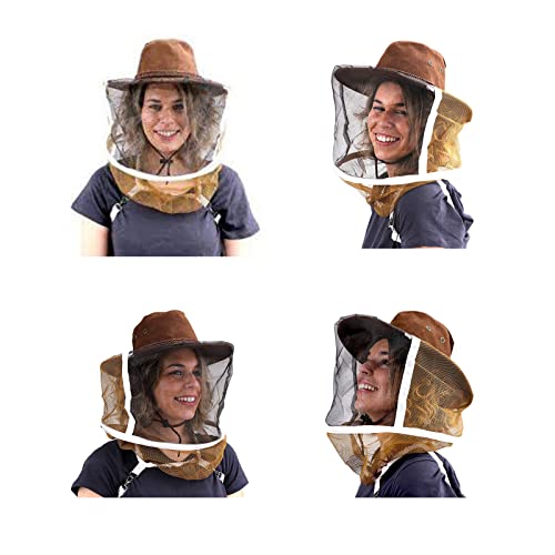 AukBeeFun Cowboy Beekeeper Hat with Veil Bee Veil Hat with Visibility Veil Outdoor Professional Beekeeping Protective Gear (1)
