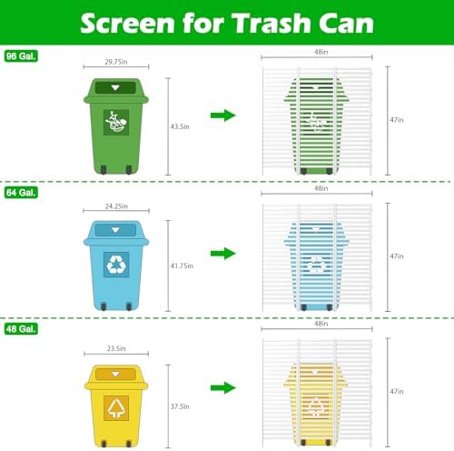 OUSHENG 47in H x 48in W Air Conditioner Fence Privacy Screen, Pool Equipment Enclosure Trash Garbage Can Hider Outdoor for AC Outside Units Garden Balcony Patio, White