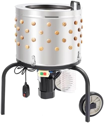 VEVOR Chicken Plucker Machine, 20-inch Stainless Steel Drum Feather Plucker, Defeathering Equipment with 108 Soft Rubber Plucking Fingers, Simple Debris Collection, for Chicken Poultry Plucking