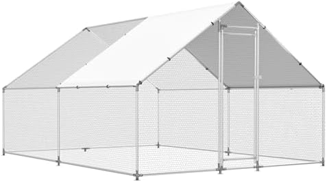Large Metal Chicken Coop Chicken Pen with Water-Resident and Anti-UV Cover Walk-in Poultry Cage Chicken Runs for Yard with Cover Duck Rabbit Dog House Outdoor