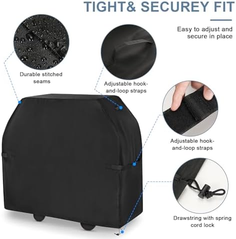 Grill Cover for Outdoor Grill,BBQ Gas Grill Cover 52 Inch,Heavy Duty Waterproof UV & Fade Resistant Barbecue Cover Fit for Weber Char-Broil Nexgrill Brinkmann and More Outside(Black).