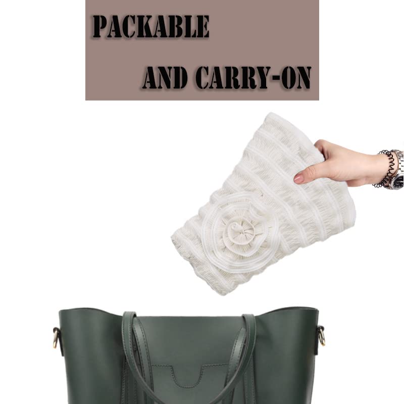Women's Folding Vintage Outdoor Sun Hats for Beach Garden Travelling UV Protection White