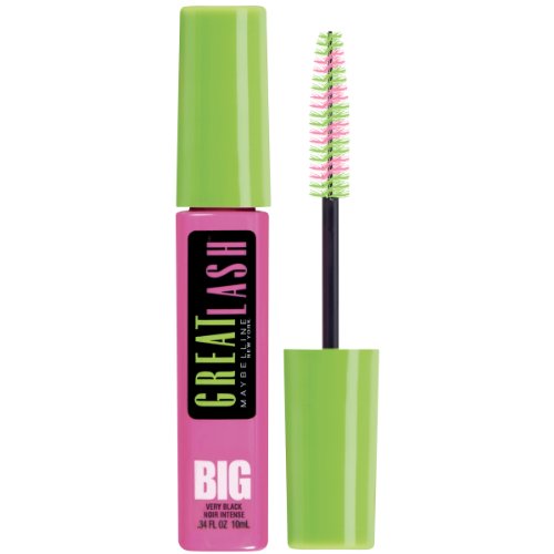 Maybelline Makeup Great Lash BIG Washable Mascara, Very Black Volumizing Mascara, 0.34 fl oz (Pack of 2)