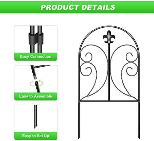 Skcoipsra Decorative Garden Fence 10 Pack, 24in(H) x 10ft(L) Animal Barrier Fence, Rustproof Metal Fencing for Yard, Dog Rabbits Wire Section Garden Edging Border for Yard Patio, Arched
