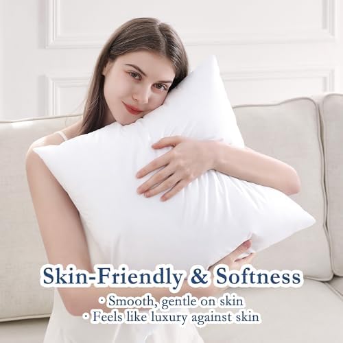 puredown® 18x18 Outdoor Pillow Inserts, Set of 2, Fluffy Soft Waterproof Down Alternative Square Form Sham Stuffer for Porch Swing Sofa Couch Cushion Patio Furniture