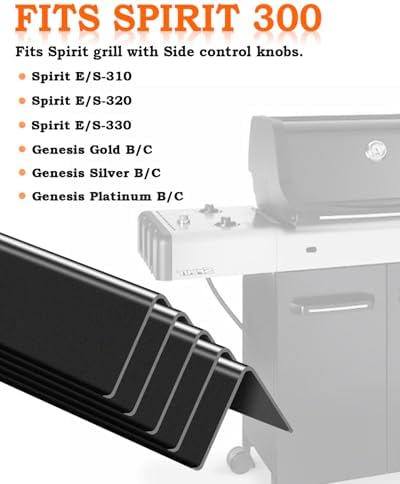 Flavorizer Bars 22.5 Inch for Weber Spirit Grill Parts Genesis Silver Gold B C Grill Parts, Spirit 300 320 330 E310 Grill Parts with Side Control, 5 PCS Genesis Grill Parts for Weber 7536 7537