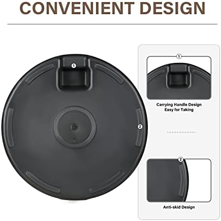 YSSOA 20" 50lbs Capacity Fillable Umbrella Round Base Heavy Duty Market Stand for Outdoor Lawn, Patio, Deck, Poolside, Black