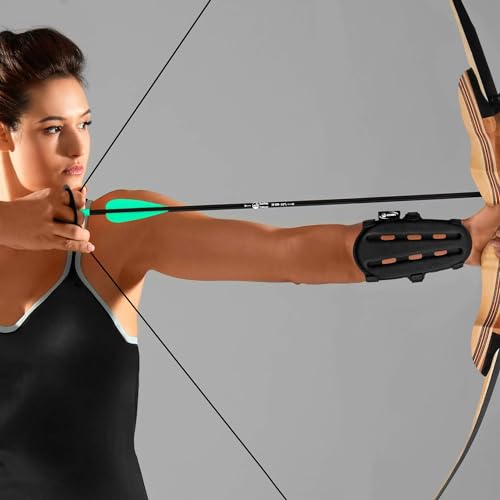 KESHES Archery Arm Guard - Adjustable Forearm Wrist Protector for Bow Hunting Accessories - 3" x 8" One Size Fits Youth & Adults, Right & Left Handed - Durable & Lightweight for Archery