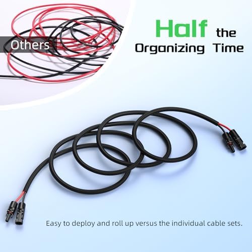 10AWG 30FT Solar Panel Extension Cable, Flame Retardant Protective Sleeving,Bateria Power Twin Wire 10 Gauge Solar Cable with IP68 Female & Male Waterproof Connectors, Dust Caps for Home, RV