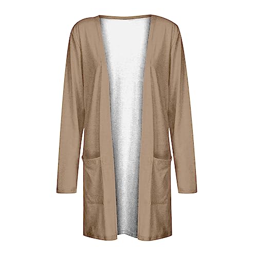 Lightweight Cardigan for Women 2024 Fall Casual Solid Long Sleeve Open Front Cardigans Outwear with Pockets