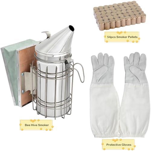 Blisstime 12pcs Bee Hives Starter Kit Beekeeping Supplies, Bee Keeping Supplies-All, Bee Supplies and Equipment with Bee Smoker, Honey Bee Hive Tools for Beginners and Bee Keeper