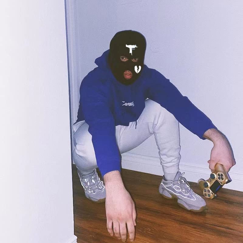 FASHIXD 3 Hole UZI Balaclava Knitted Full Face Cover Ski Mask Winter Windproof Neck Warmer Thermal Cycling for Men Women (Black)