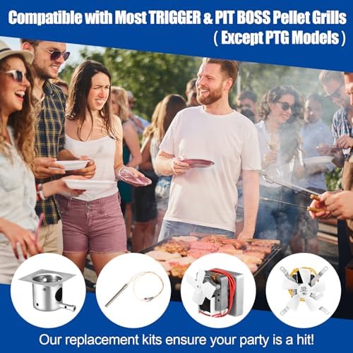 Upgrade Traeger & Pit Boss Grill Replacement Parts Kit - Auger Motor, Hot Rod Igniter with Fuse, Induction Fan, Burn Pot with Screws, Compatible with Most Traeger & Pit Boss Pellet Grills