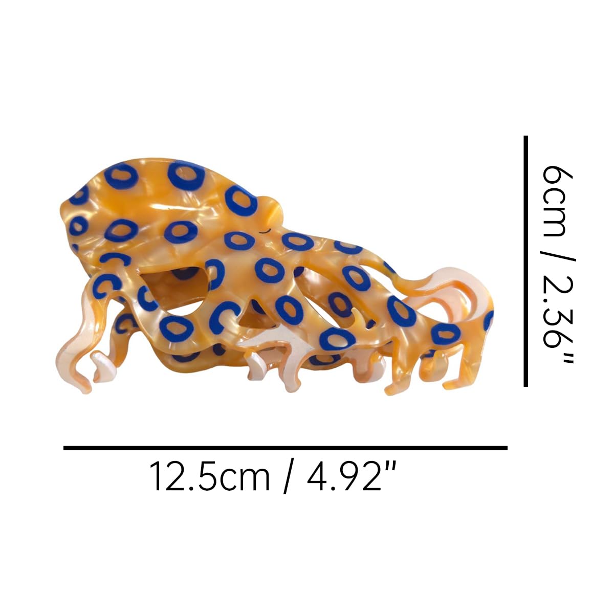 Novelty Blue-Ringed Octopus Hair Clips,Cellulose Acetate Hair Clips,Big Claw Clips for Girl,Hair Accessories