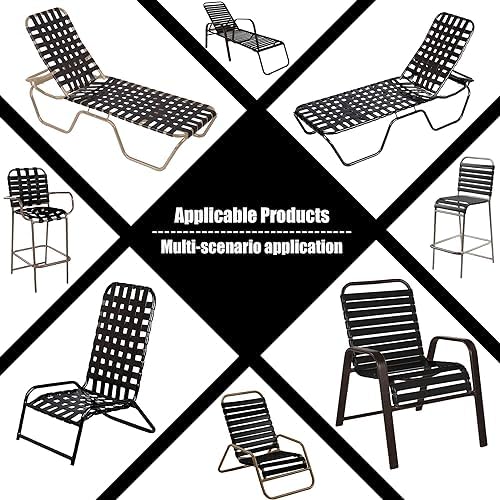Vinyl Straps for Patio Chair Repair Kit 2'' Wide 20 Ft Long Replacement Straps + 20 Free Rivets for Outdoor Lawn Furniture Chaise Lounge Repair (Black)