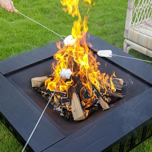 36 inch Fire Pit, Square Outdoor Fire Pit Table with Spark Screen & Fire Poker, 3-in-1 Multipurpose Firepits for Outside, Fireplace for Yard, Garden, Patio