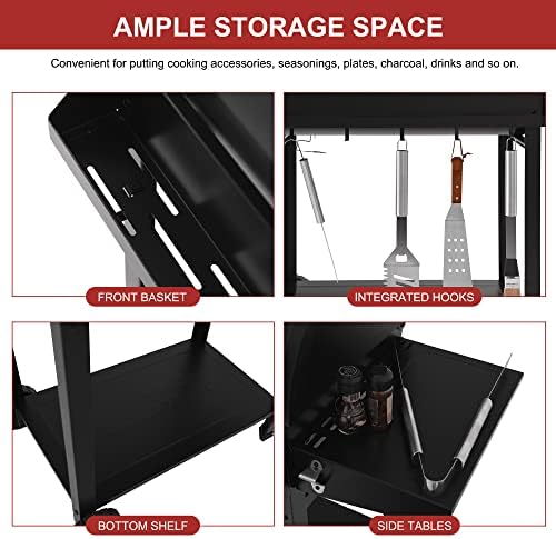 Royal Gourmet CC1830T 30-Inch Barrel Charcoal Grill with Warming Rack & Front Storage Basket, Outdoor BBQ Grill with 627 sq. in. Grilling Area for Backyard Barbecue Cooking Party, Black