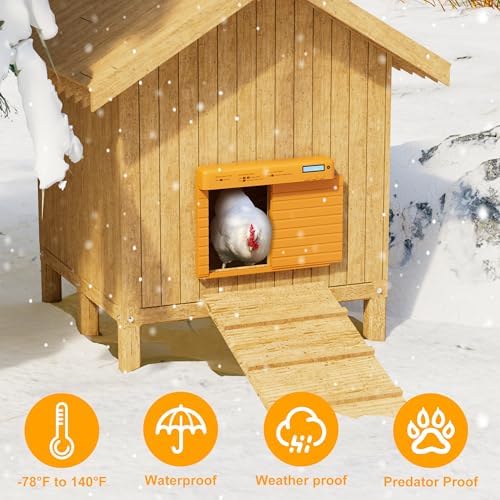 Automatic Chicken Coop Door Battery Powered with Timer & Light Sensor, LCD Display Chicken Coop Door with Timer & Light Sensor, Auto Chicken Door with Anti-Pinch Feature