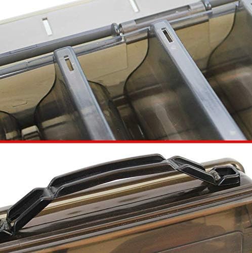 Double-Sided Fishing Lure Hook Tackle Box Visible Hard Plastic Clear Fishing Lure Bait Squid Jig Minnows Hooks Accessory Storage Case Container (Brown-10 Slots)