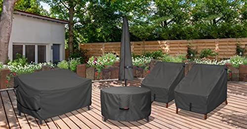 Porch Shield Fire Pit Cover - Waterproof 600D Heavy Duty Fade Resistant Round Patio Fire Bowl Cover Black - 44 inch