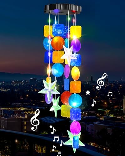 Solar Wind Chimes Decorative Lights for Outside,Shells Lights Gifts for Mom Grandma Women Wife Girls, Solar Hanging Lights for Holiday Garden Yard Window