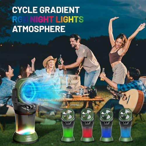 Portable Misting Fan with Remote & 30000mAh Rechargeable Misting Fans for Outside Patios Camping Beach & Workshops Mist Fan Portable for Outdoor/Indoor 2L Built-in Water Tank RGB 4 Speeds & Spray