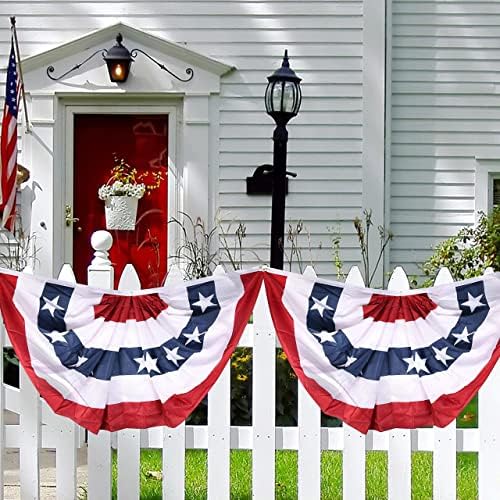 HOOSUN 4th Of July Decorations,American Flag Bunting for Outside,USA Pleated Fan Flag 1.5x3 FT,American Flags Bunting for Fourth Of July Patriotic Decorations,Red White And Blue Banner Decor,6 Pack