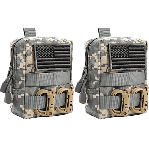 FRTKK 2 Pack Molle Pouches - Tactical Compact Water-Resistant EDC Pouch Small Utility Pouch Bags (Patch Included) (2 Pack-CP 3)