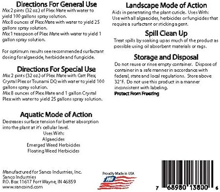 Plex Mate Aquatic Surfactant for Herbicides – Quart- Non-Ionic, Increase Product Coverage, Increase Product Penetration, Increase Product Effectiveness
