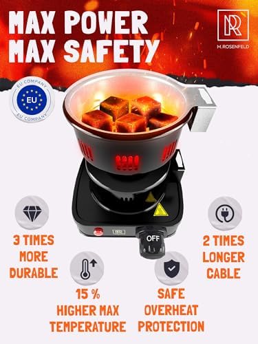 Charcoal Burner - Multipurpose Electric Charcoal Starter Approved Electric Stove - Coconut Coals Lighters with Tongs - 450W Electric Charcoal Lighters with 304 Stainless Steel