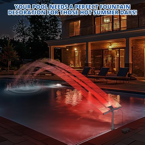 2025 New Model Pool Fountains for Above and In-ground Pools – Solar Pool Fountain with Lights, 360° Adjustable, Featuring Two Spray Modes; Pool Accessories with 9-Color Lights and 4 Modes