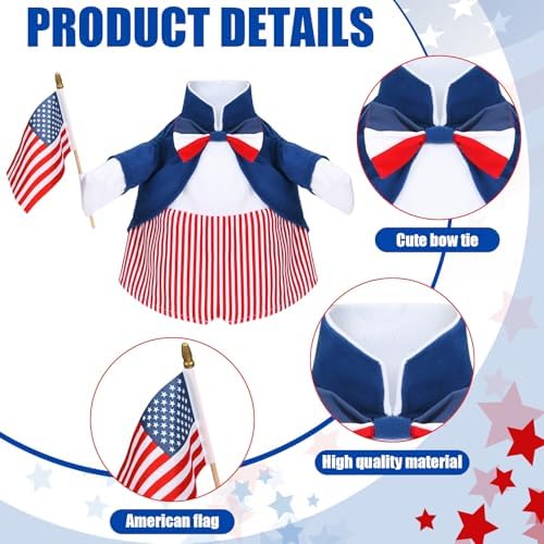 4th of July Porch Goose Outfits Independence Day Decorations Clothes Flag 23'' Goose Costume for Lawn Patio Decor (Style 2)
