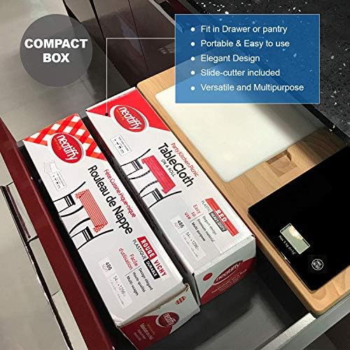 Neatiffy Disposable Plastic Table Cloth Roll | 54 in x 108 Ft Waterproof Tablecloth | Table Cover for Rectangle, Square, Round Oval Tables | Picnic, Party, Banquet, Birthdays, Weddings, Red Checkered