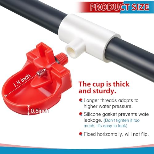 Dreyoo 8 Pack Automatic Chicken Waterer, Complete Set with 1/2'' PVC Tee Fittings, Float Valve Controlled Automatic Chicken Nipple Waterer Cups