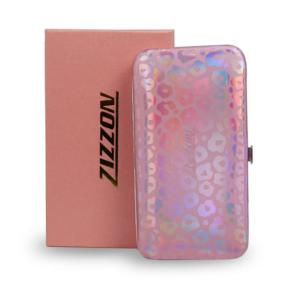 ZIZZON Nail Clippers Kit Manicure Pedicure Set with Holographic Case(Pink)