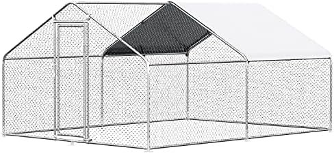 Chicken Coop Large Metal House Chickens Pen Outdoor for More Than Chickens Poultry Cage with Waterproof Cover for Rabbits Duck Walk-in Chicken Runs for Yard with Cover Outdoor