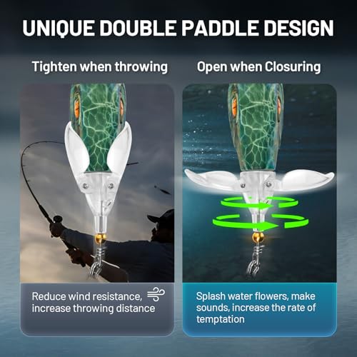 HANDING 3PCS Plopper, Bass Fishing Lure for Freshwater and Saltwater, Floating Topwater Lure, Mustad Hook, Angler's Gift, for Pike Catfish, 1/2oz, 3/4oz and 1oz